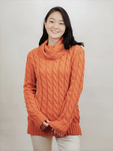 Women Turtleneck Cashmere Like Cable Knit Pullover Sweater Zarnesh